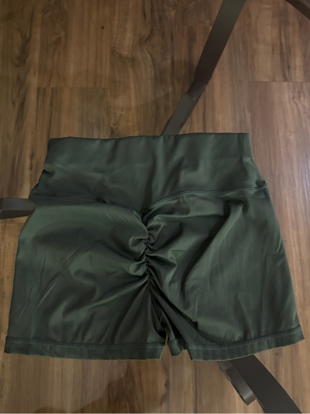 High-Waist Ruched Women’s Shorts - Olive Green